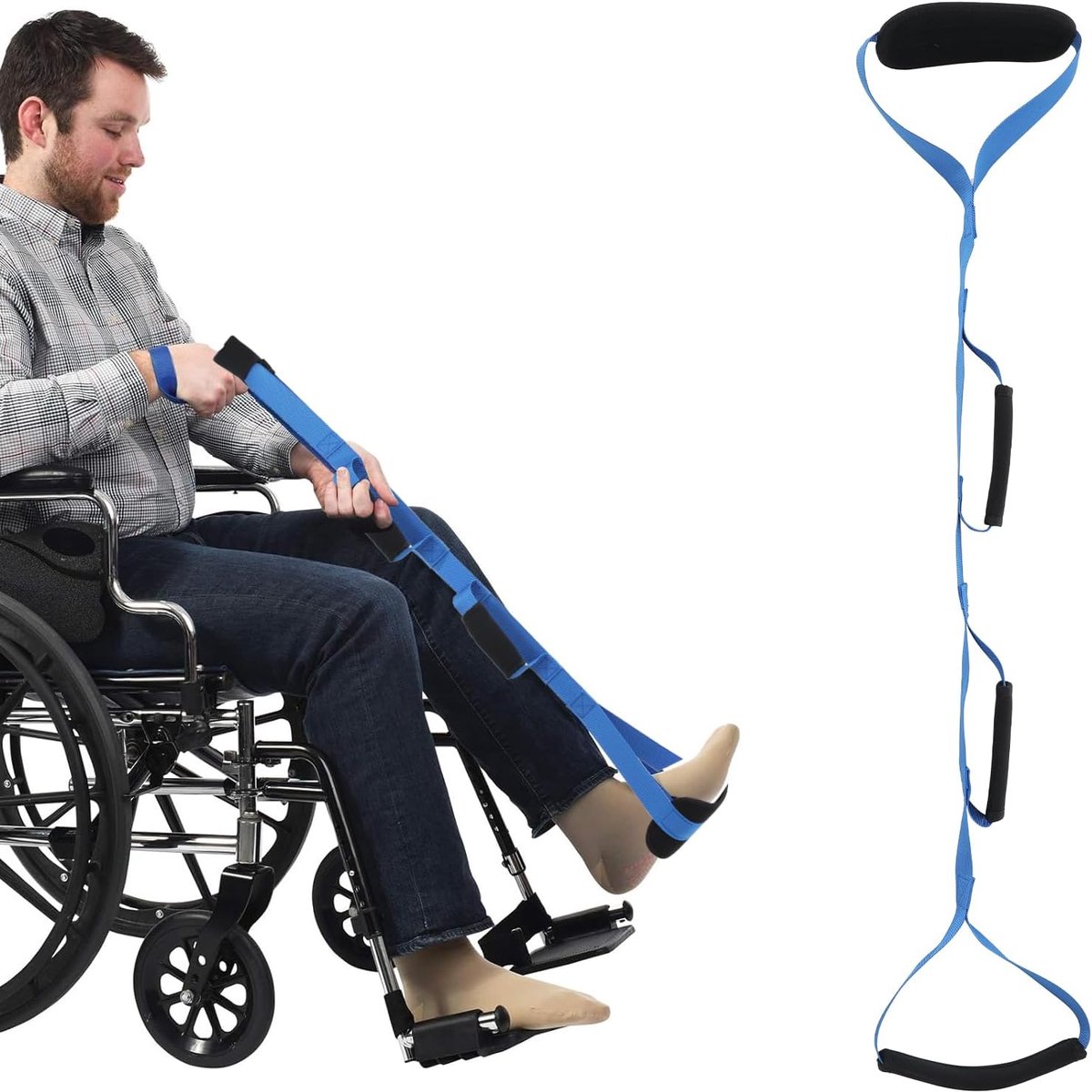 Beenlifter riem 100 cm - Polyester met handgrepen - Voetlus voor herstel - Ideaal voor heup- en knieoperaties - ShopVlot
