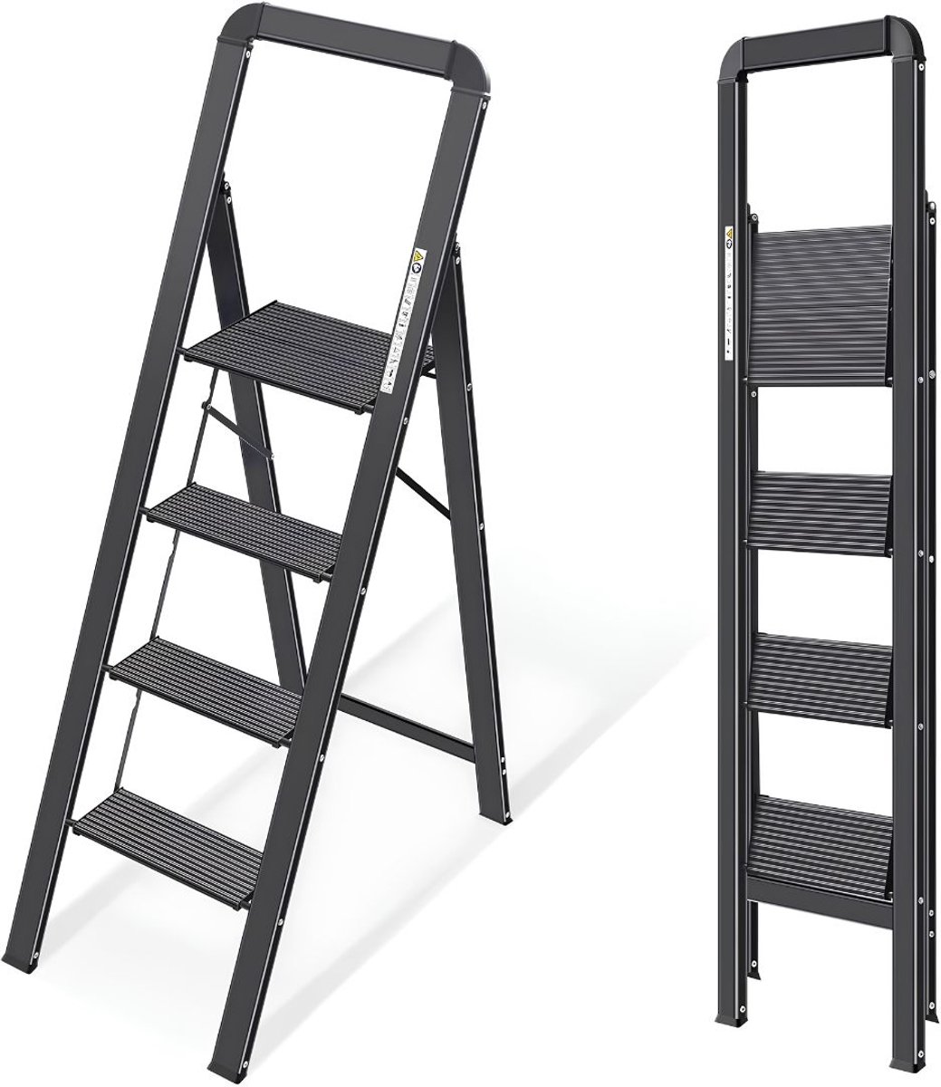 VALI® Huishoudtrap 5 Treden - Huishoudtrap - Ladder - Zwart - 75cm x 45cm x 137cm