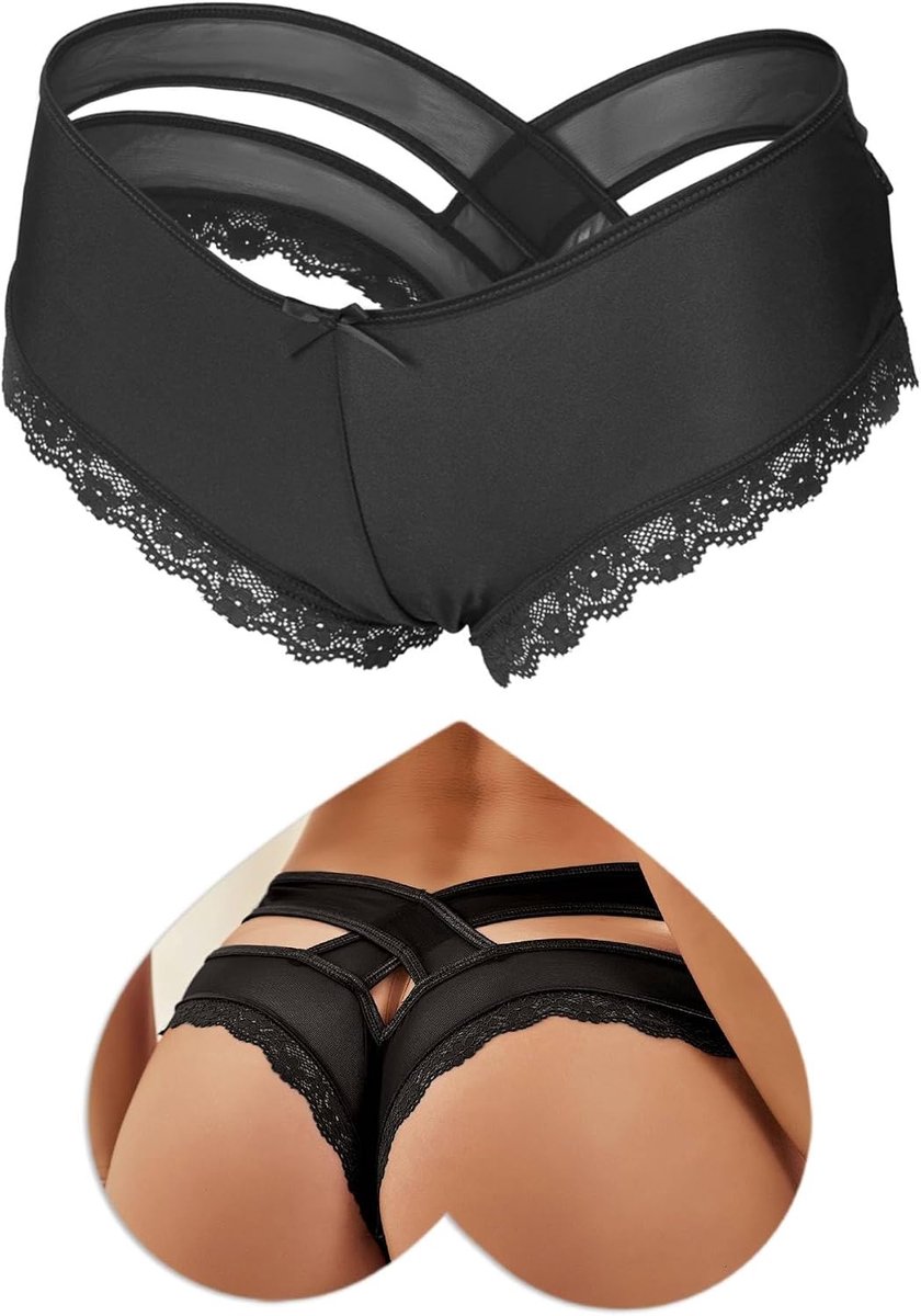 Lace briefs set van 2 - sexy kanten string - lage taille - comfortabel voor dagelijks gebruik - ShopVlot