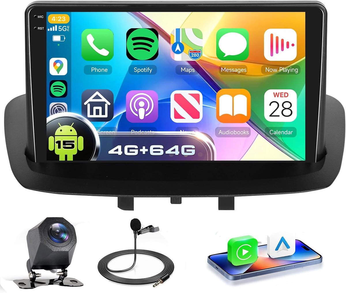 Autostereo 9 inch - In-cell HD touch screen - Carplay en Android Auto - GPS en Bluetooth ondersteuning - ShopVlot