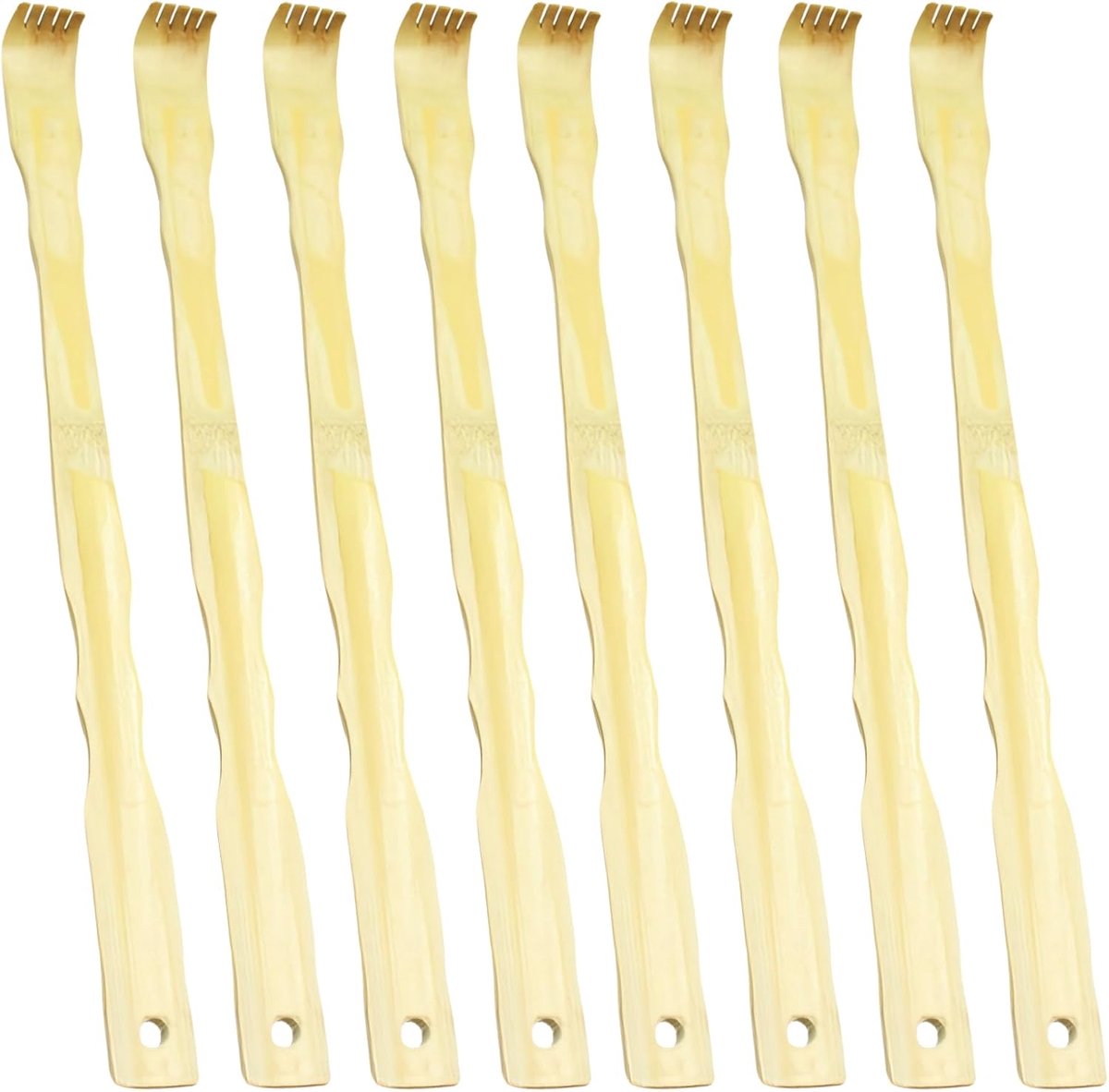 Houten rugkrabber 8 stuks - lange handgreep - zachte houten massager - verlichting van jeuk - ShopVlot