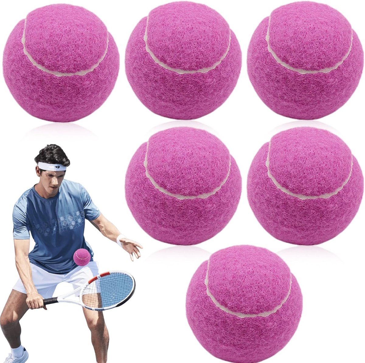 Tennisballen 6 Stuks - Roze - Duurzaam Rubber - Ideaal Voor Beginners - ShopVlot