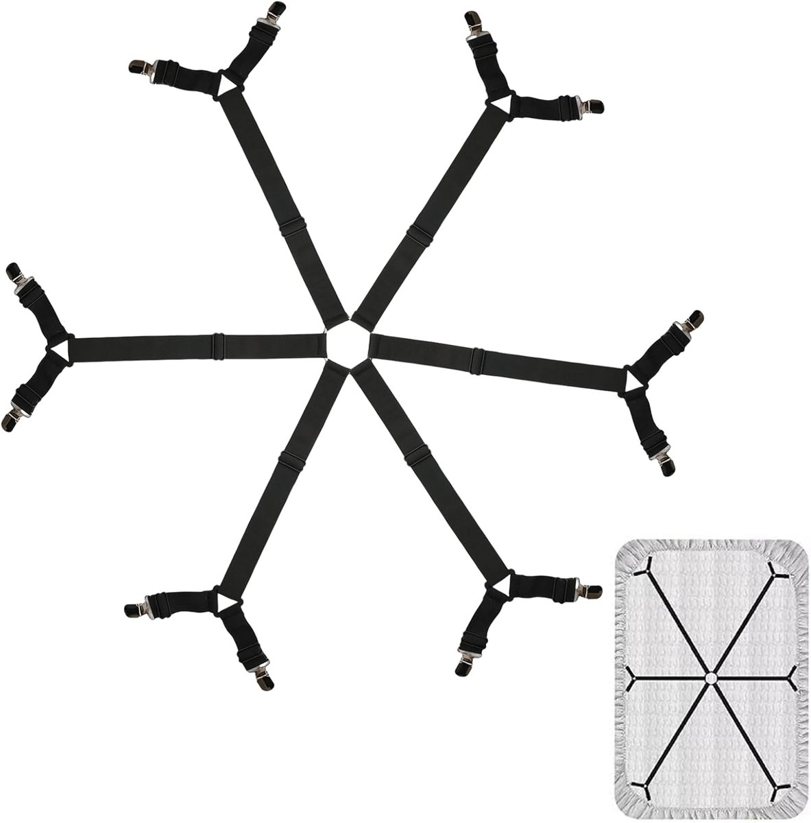 Bedlakens Klemmen - Verstelbare Straps - Metalen Clips - Houdt beddengoed op zijn plaats - ShopVlot