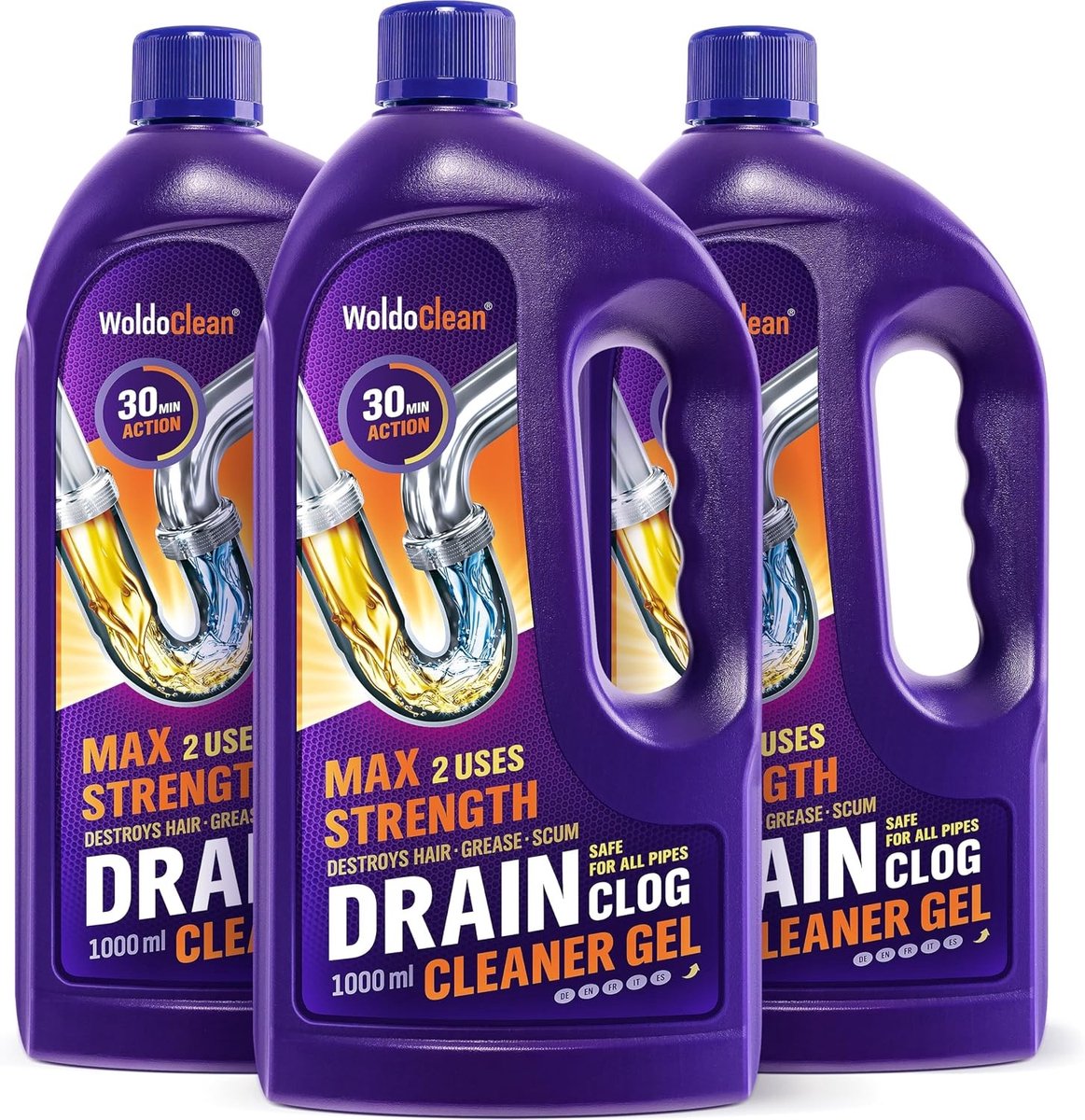 Ontstopper & Afvoerreiniging Gel - Transparant - 1000ml - Krachtige Gel tegen Haar en Vet - Voor Keuken en Badkamer