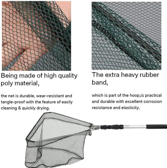 Vissersnet 130 cm - Vouwbaar - Stabiel driehoekig frame - Geschikt voor vijver en bootvisserij - ShopVlot — afbeelding 2