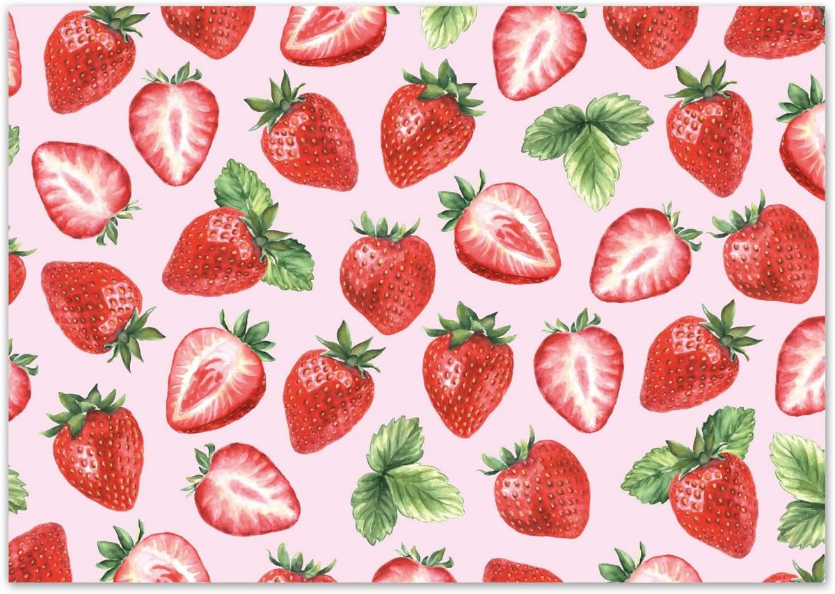 Papieren tafelmat A3 - eenzijdig bedrukt - aardbeienmotief - ideaal voor horeca en thuisgebruik - ShopVlot