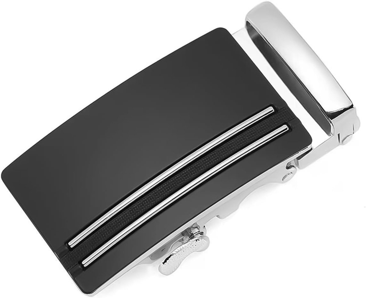 Herenriemgesp automatische schuifgesp - 3,5 cm breed - zwart leer - eenvoudig te verstellen - ShopVlot