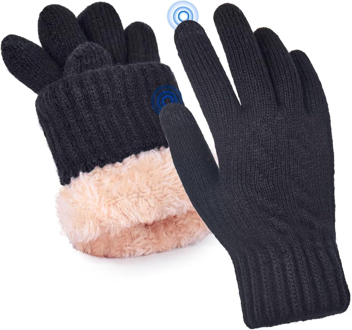 Vrouwen gebreide fleece gevoerde handschoenen - winter touchscreen - thermisch volledig vinger - ideaal voor koud weer - ShopVlot