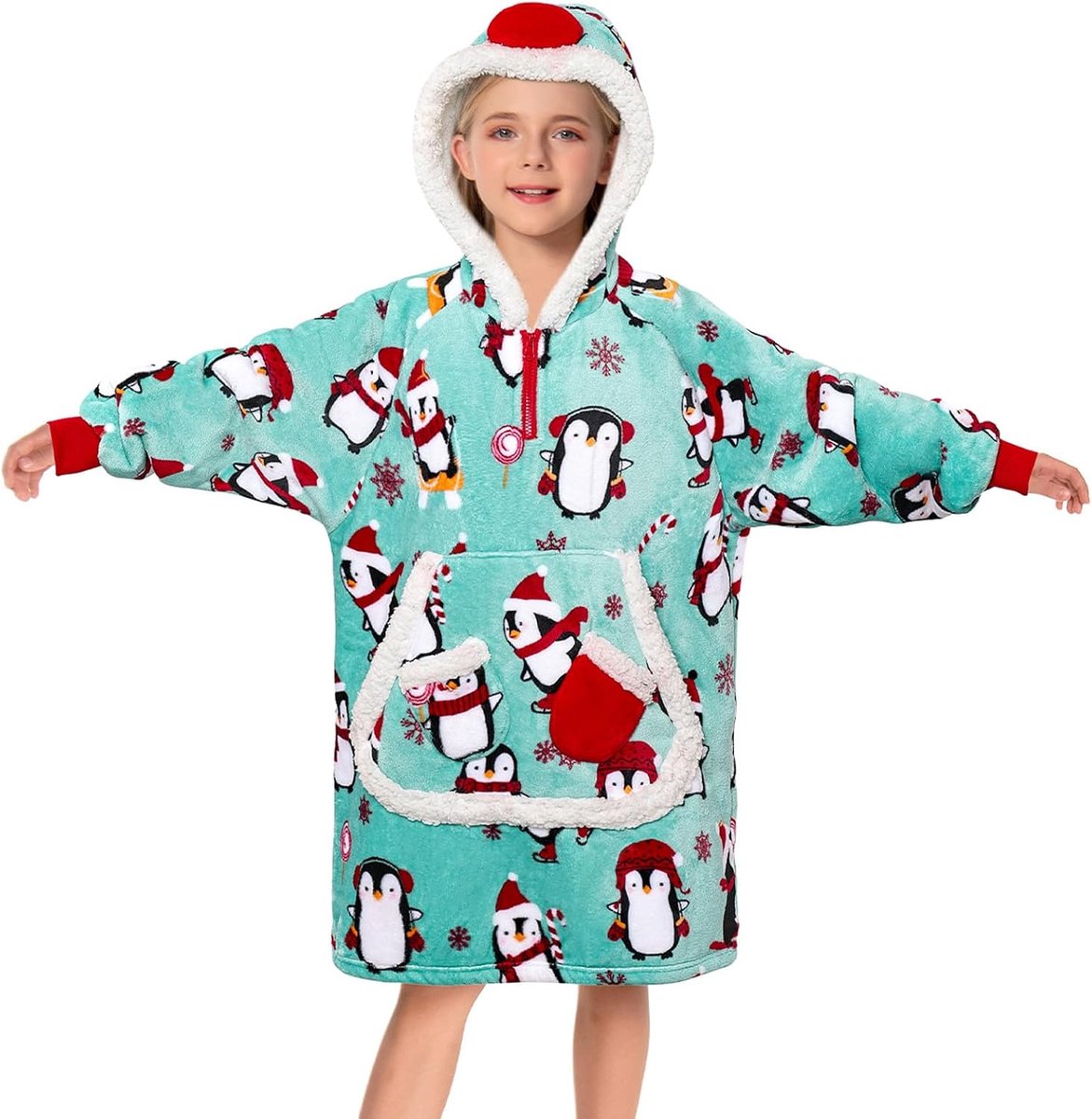 Dekentje met Mouwen en Kap voor Kinderen - Sherpa Fleece - Oversized en Warm - Ideaal voor Knusse Avonden - ShopVlot