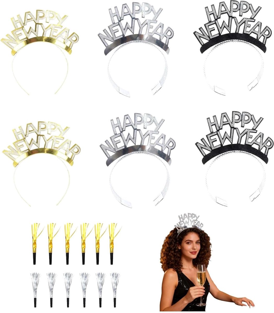 Haarnetjes set 6 stuks - zwart goud - feestelijke accessoires - perfect voor Oud en Nieuw - ShopVlot