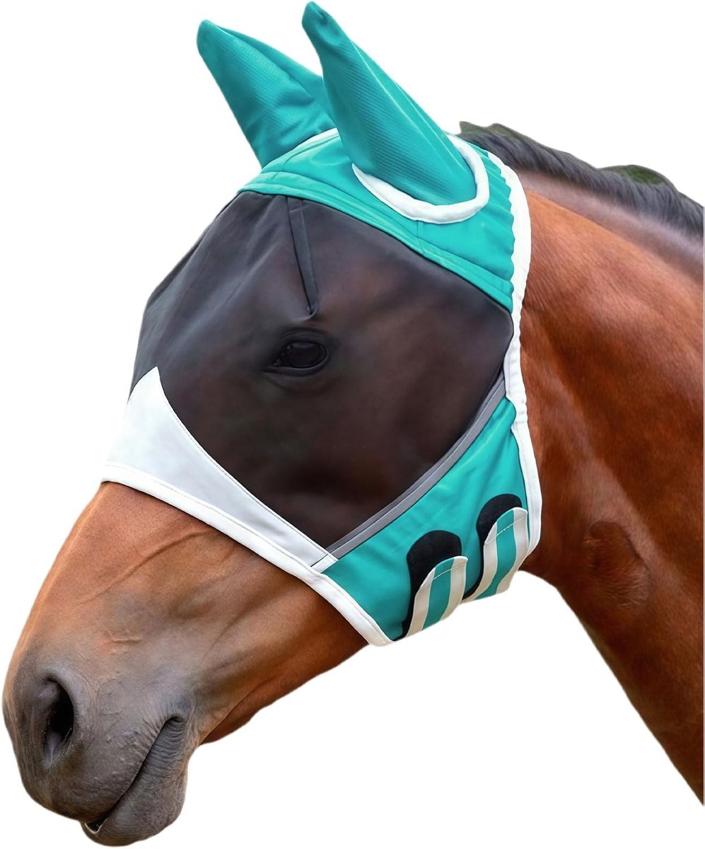 Vliegenmasker voor paarden M - ademend en rekbaar - grote oogruimte - bescherming tegen insecten - ShopVlot