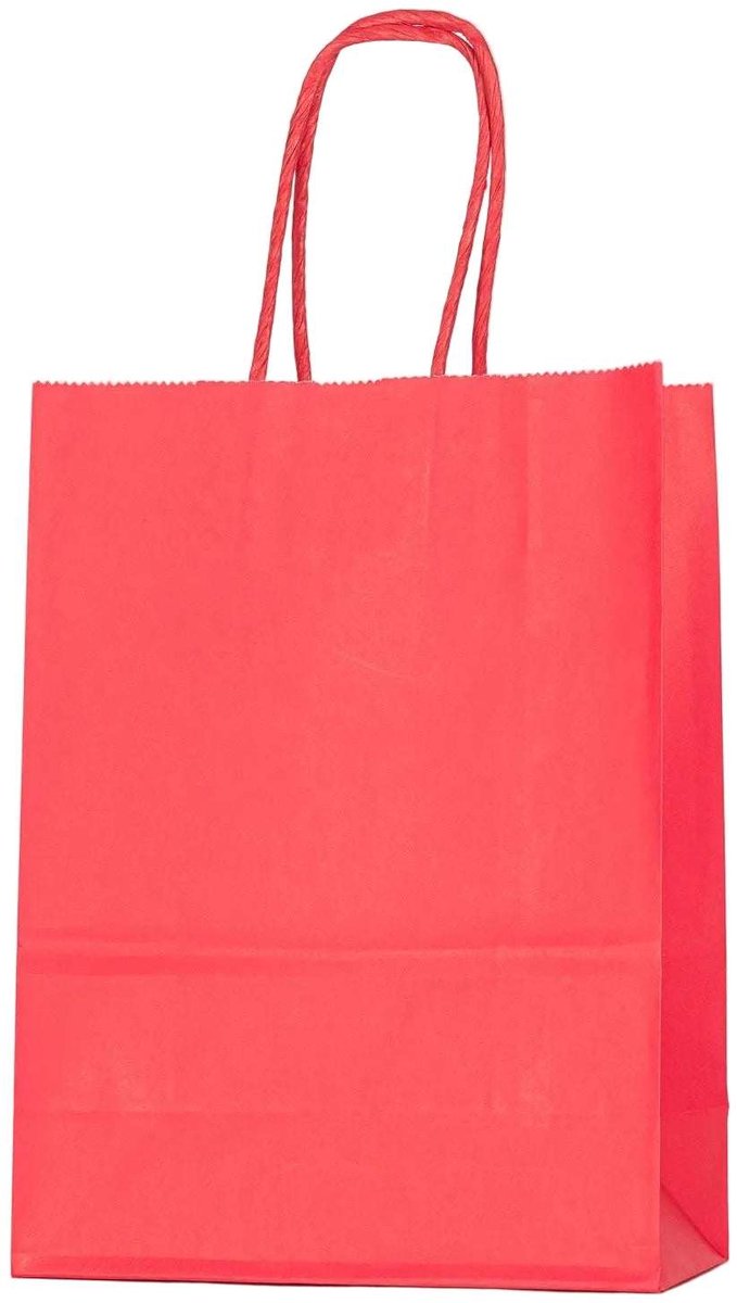 Papieren Draagtas - 60 Stuks -Roze- 16x22x8cm - Papieren Tasjes - Kraft Tas - Tassen - Cadeau Tas - Hoogwaardig Kraft Papier - Eco-vriendelijk - Ideaal voor Geschenken - Lasentopack