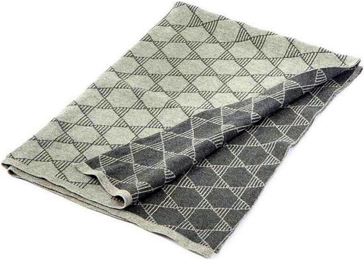 Babydeken 70 x 100 cm - gebreide sterren - grijs - heerlijk zacht en warm - ShopVlot