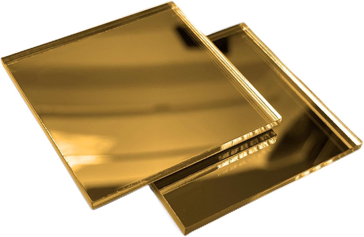 Set van 30 kleine vierkante spiegels - 3x50x50mm - goud - perfect voor decoratie - ShopVlot