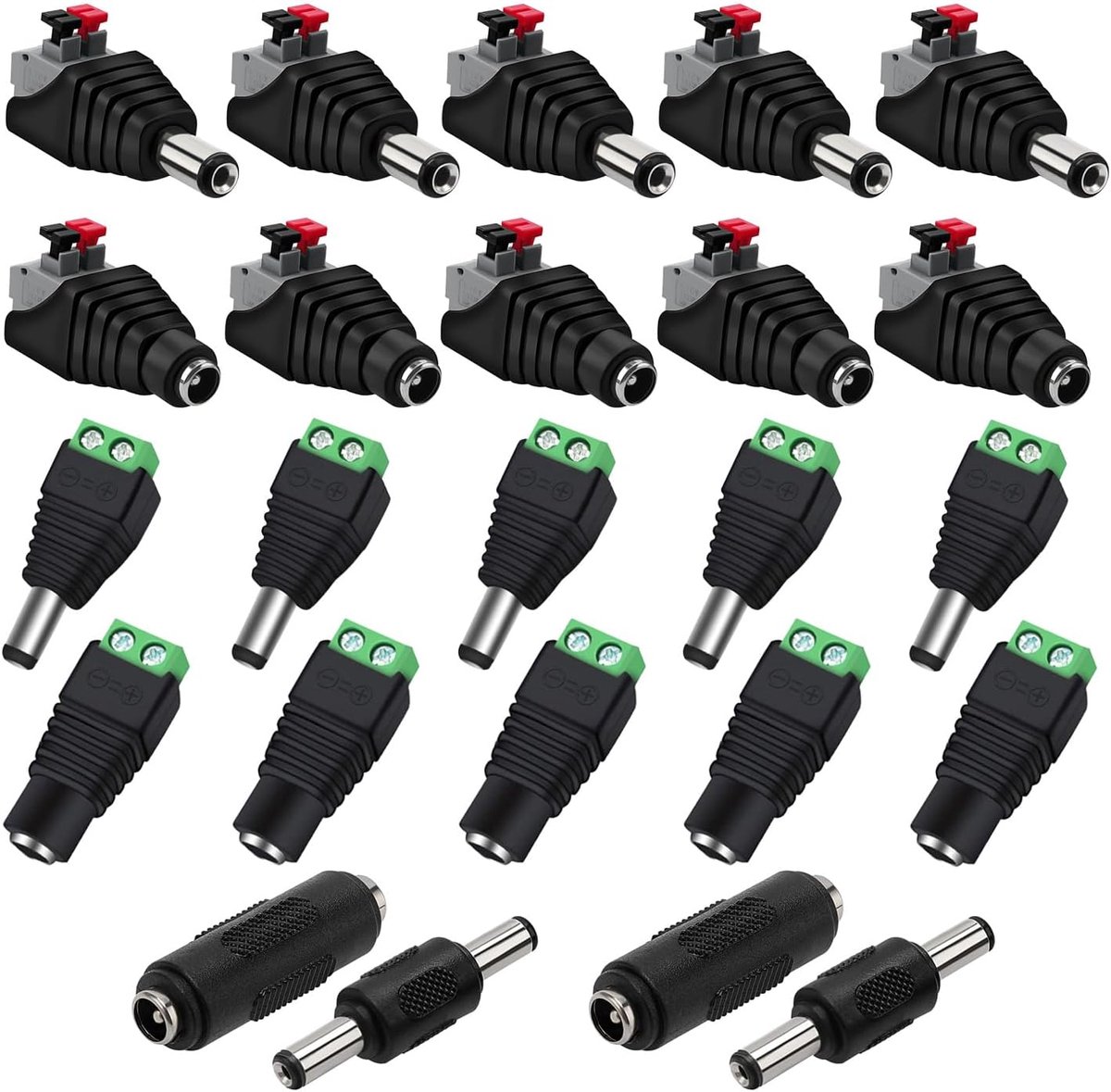 GTIWUNG 5 Pair 5.5mm x 2.1mm Push Buttons DC Power Adapters, Male and Female Power Connector, 12V Power Supply for - ShopVlot