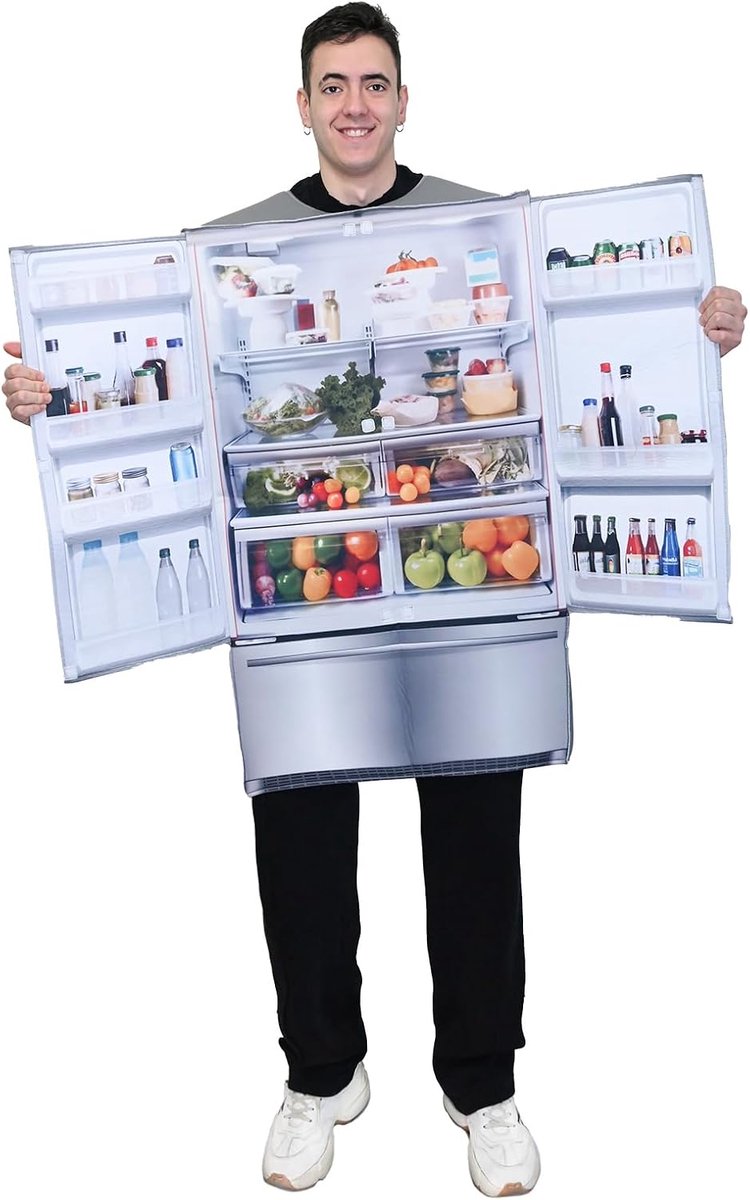 EraSpooky Adult Fridge Costume Halloween Funny Snacks Couple Outfits for Men Women - ShopVlot