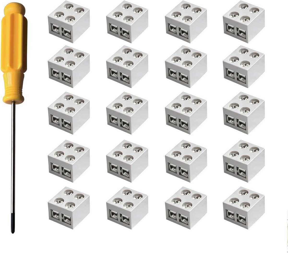 GTIWUNG 20 stuks soldeervrije schroefaansluiting ledstripconnector 2-polige 10 mm ledstrips naar draadconnector, wit - ShopVlot
