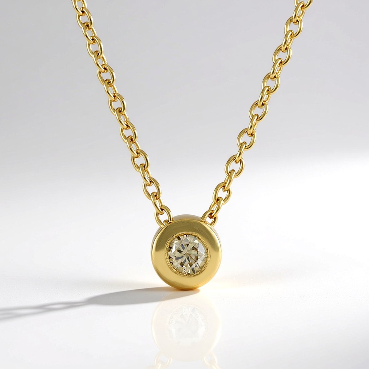 Cavill - Elegante Halsketting 925 Sterling Zilver Verguld - Bruine Diamant 0,09 ct - Ronde Briljant 3 mm - Bezel Zetting - 45 cm