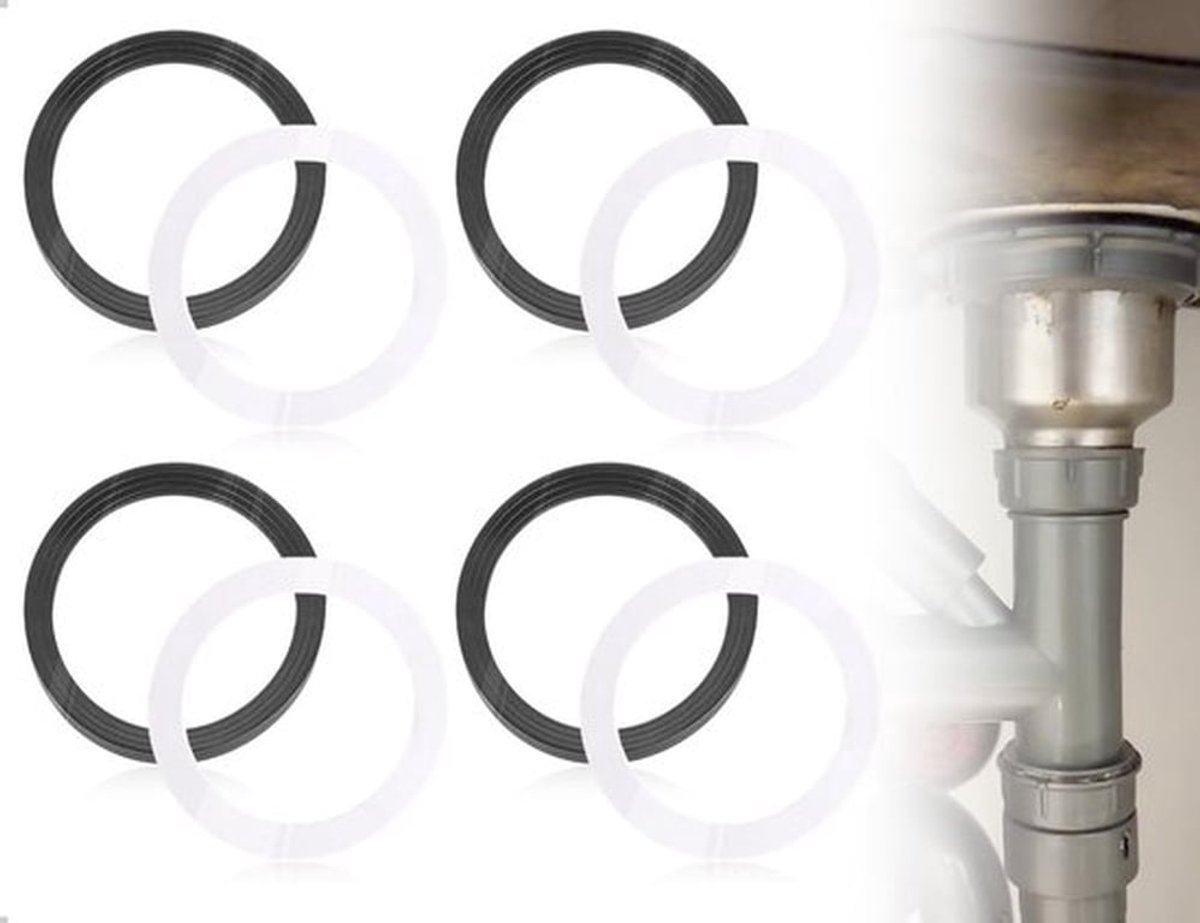 Afvoerpakking Set van 4 - Rubber/PE - Waterdichte Wasmachines - Geschikt voor Keukens/Baden - Effectieve Afdichting - Voorkomt Lekkage - Afvoerafdichting