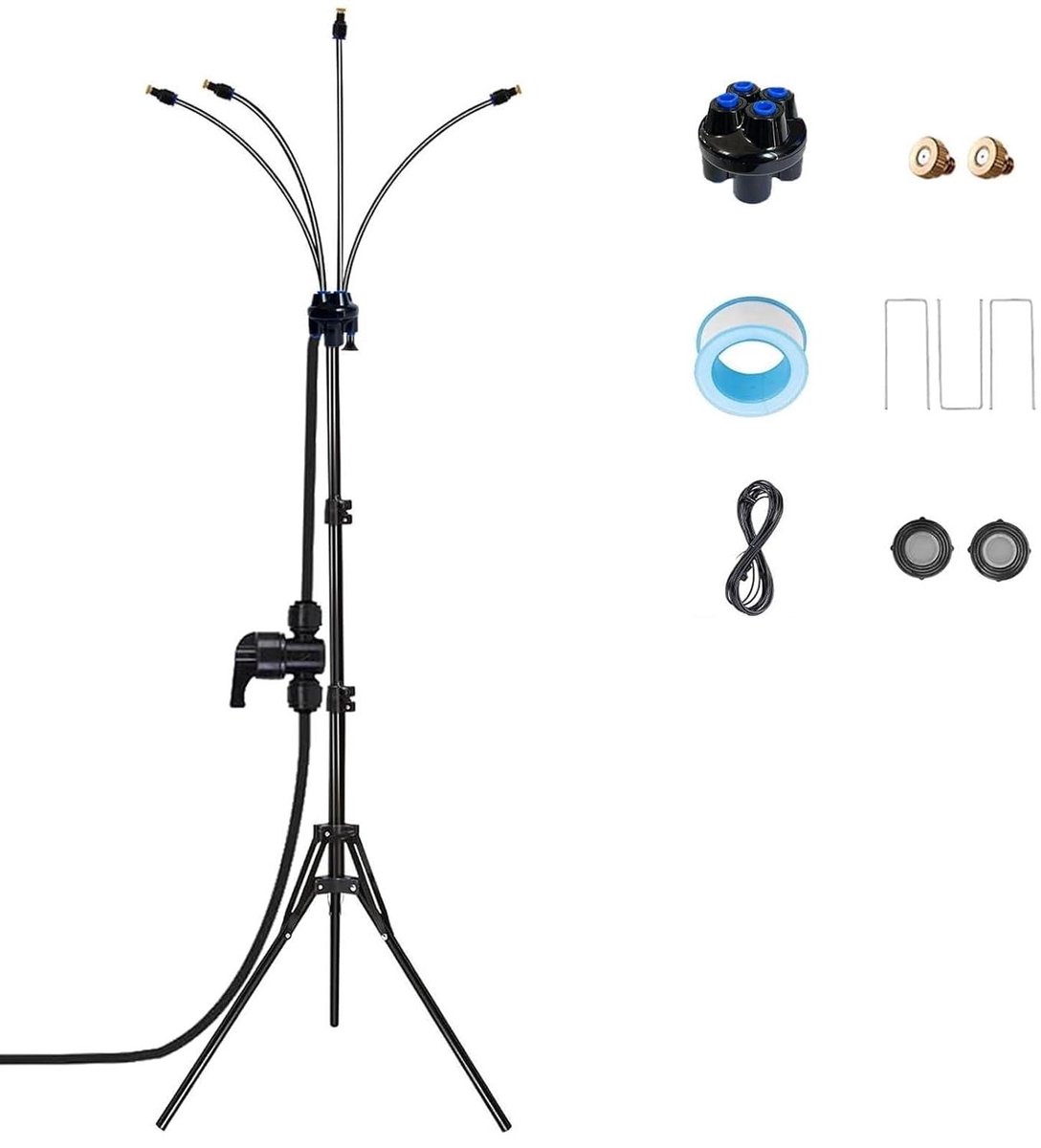 Staande Nevelkoeler - Buitenkoeler Verdamper - Terras Koelen - 360 Graden Verstelbaar - 80-160 cm Hoog - Zwart