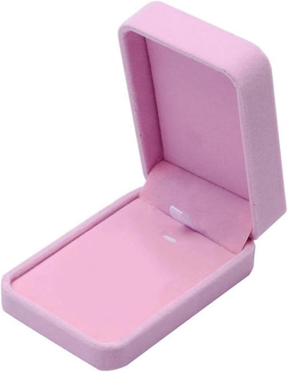 Sieradendoos fluweel 10 x 7 x 3,6 cm - roze - elegante geschenkdoos - sieradendisplay voor fotografie - ShopVlot