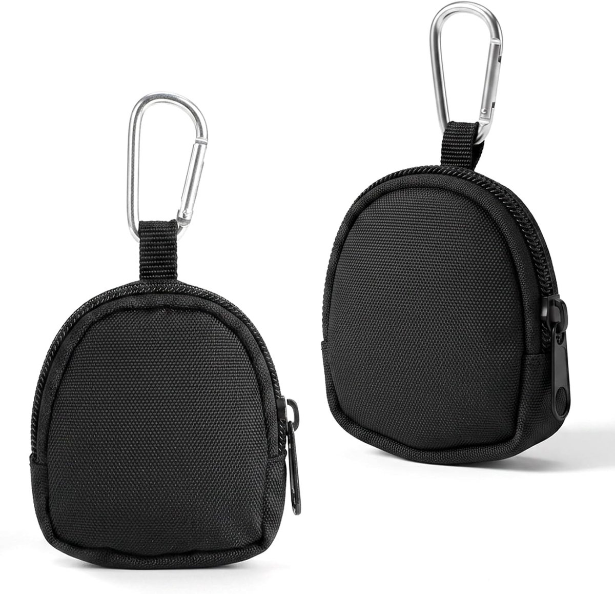 Mini Sleutelhanger Pouch 2PCS - Zwarte Muntentas met Karabijnhaak - Lichtgewicht en Compact - ShopVlot