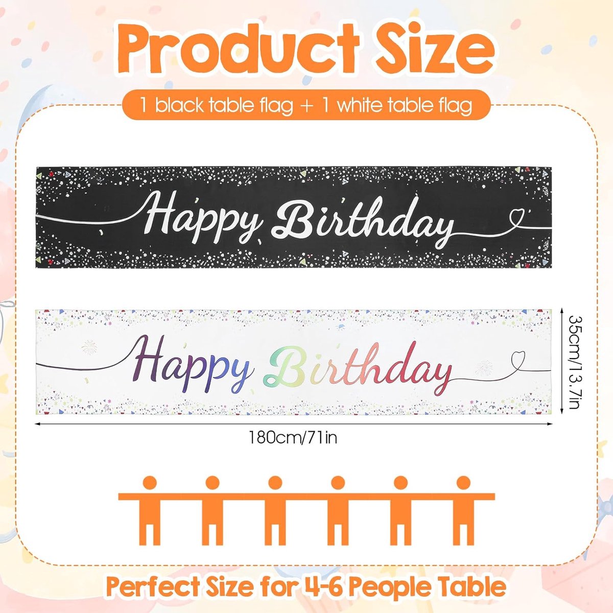 Tafelloper 71 × 13,7 inch - Herbruikbaar Polyester - Kleurrijk voor Verjaardag - Decoratie voor Feest - ShopVlot