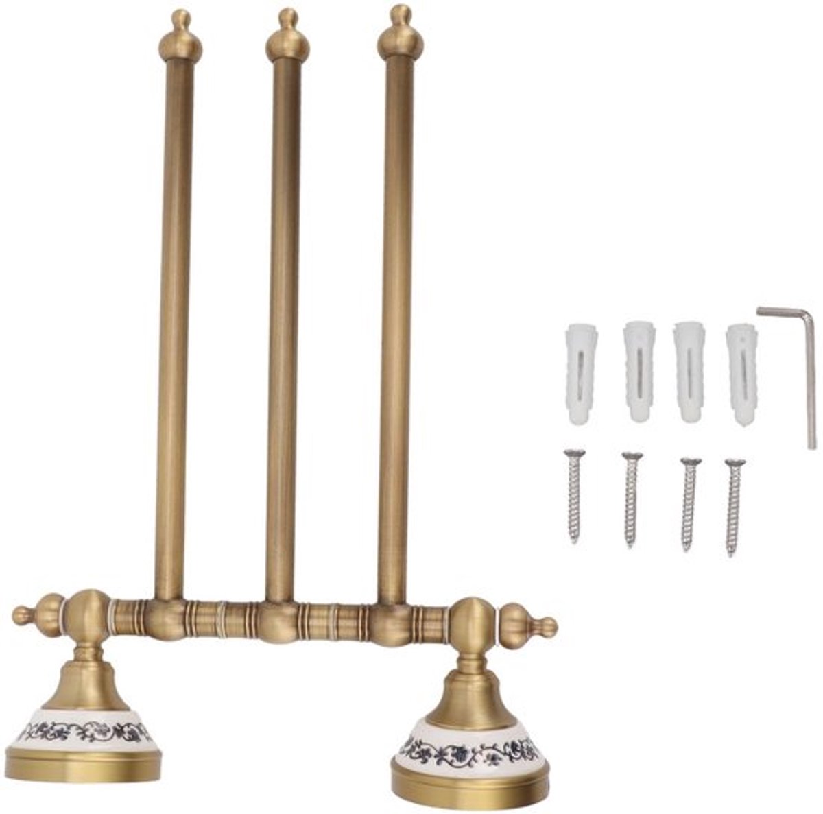 Handdoekhouder Draaibaar Antiek Messing - Handdoekstang - Ruimtebesparend - Gedraaid Ontwerp - Duurzaam - Elegante Uitstraling - Handdoekrek