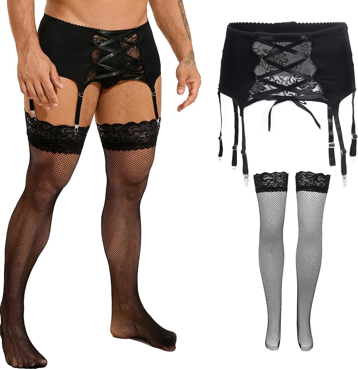 Suspendergordel voor mannen - 6 verstelbare clips - oversize sexy ondergoed - perfect voor cosplay of clubwear - ShopVlot