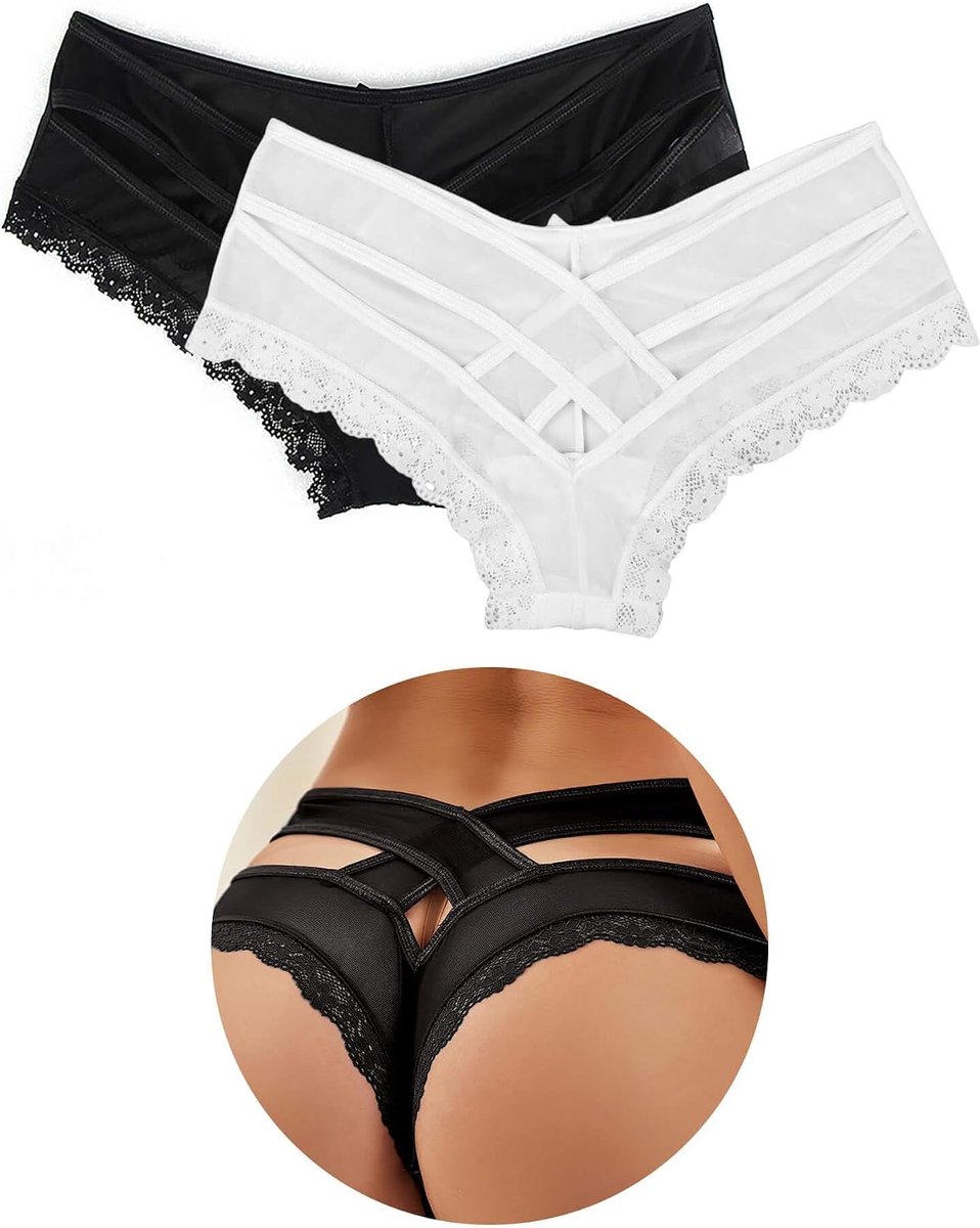 Dames Oversized Kant Thong - Ademend Elastisch - Lage Taille - Zachte Ondergoed - ShopVlot
