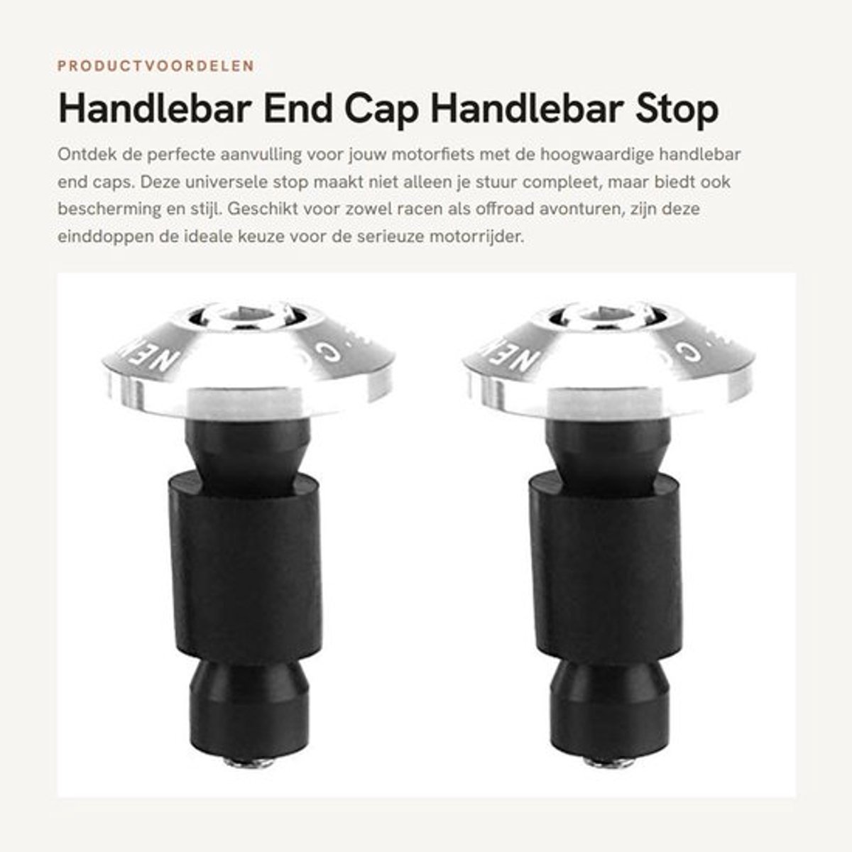 Stuureindkap Aluminium - Stuurstop - 22 mm - Motorfiets - ATV - Offroad - Universele Installatie