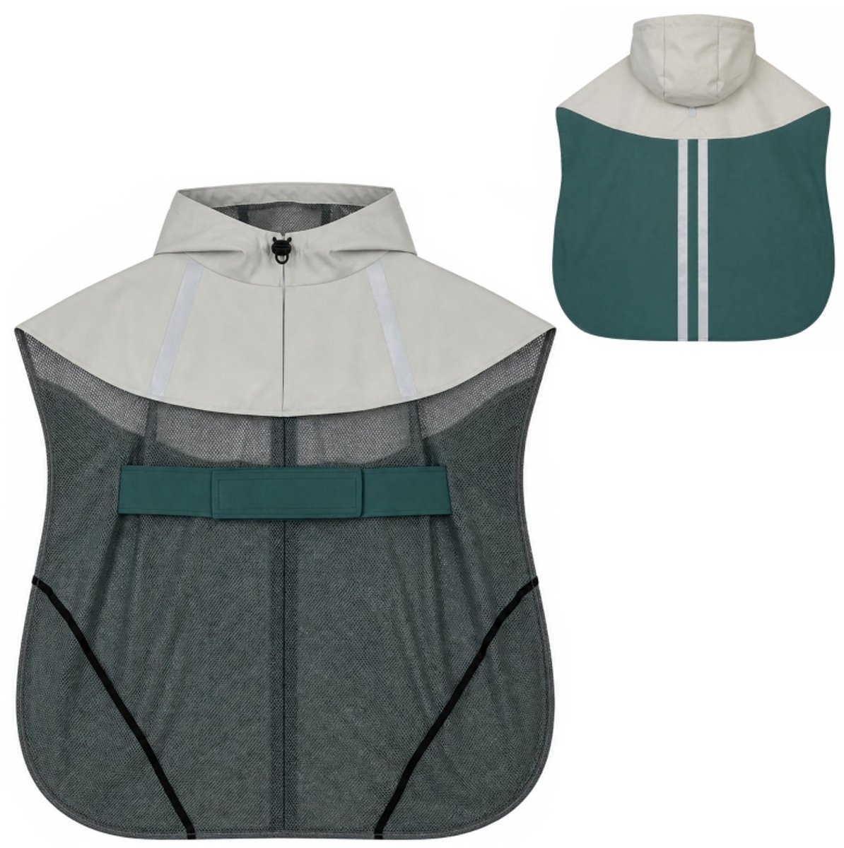 Hondenregenjas 88 cm - Waterdichte Regenjas Met Reflecterende Strepen En Ritsopening Voor Harnas - Kunstleer Groen