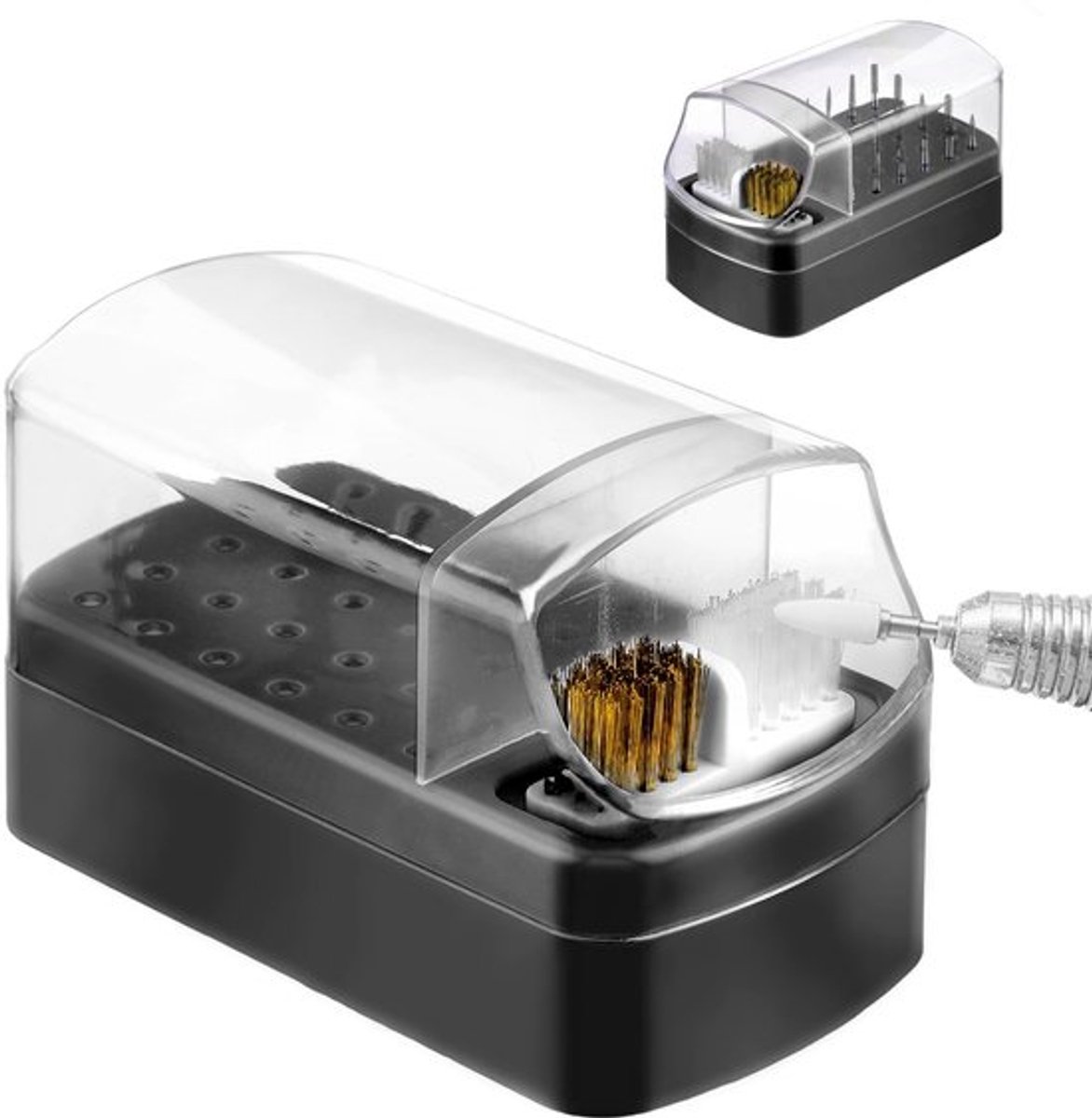 Nagelboren Houder 2-in-1 - Stofdichte Organizer - Opbergdoos 11x6x6.4cm - Reinigingsborstelhoes - Manicuregereedschap - 30 Gaten