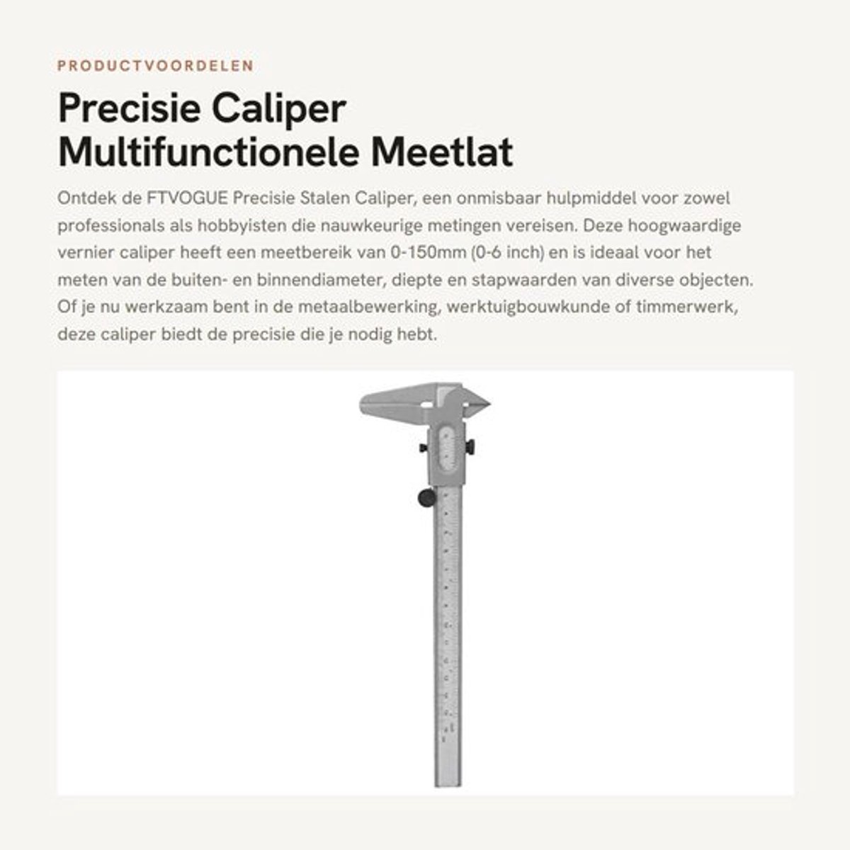 Schuifmaat 0-150mm - Hoogwaardige Precisie - Multifunctioneel Meetgereedschap - Duurzaam Metaal - Voor Mechanica en Houtbewerking - Nauwkeurige Metingen - Meetlat