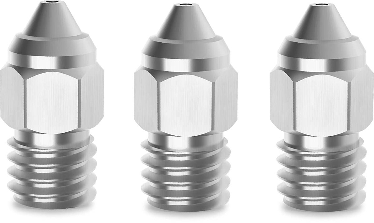 3-Pack 3D Printer Nozzle 0.4mm - Verchroomd Messing - Slijtvast en Warmtegeleidend - Voor Creality Ender 3 en CR-6 SE - ShopVlot