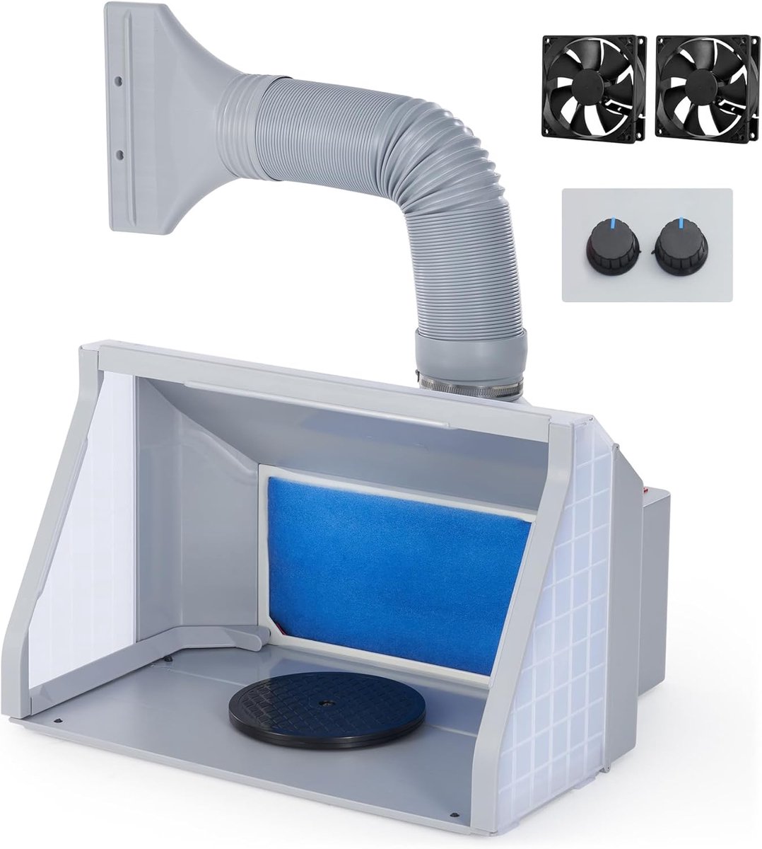Verf cabine voor airbrush 4 m³/min - draagbaar - met 2 rookafzuiging en 3 LEDs - ShopVlot