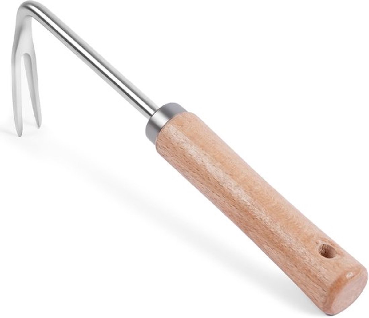 OFFCUP Onkruidtrekker Roestvrijstalen Onkruidverwijderaar Wortelwieder Tuinieren Handontwortelgereedschap Met Handvat Rubberen Grip 5 Tanden Efficiënte Onkruidverwijdering - 41cm