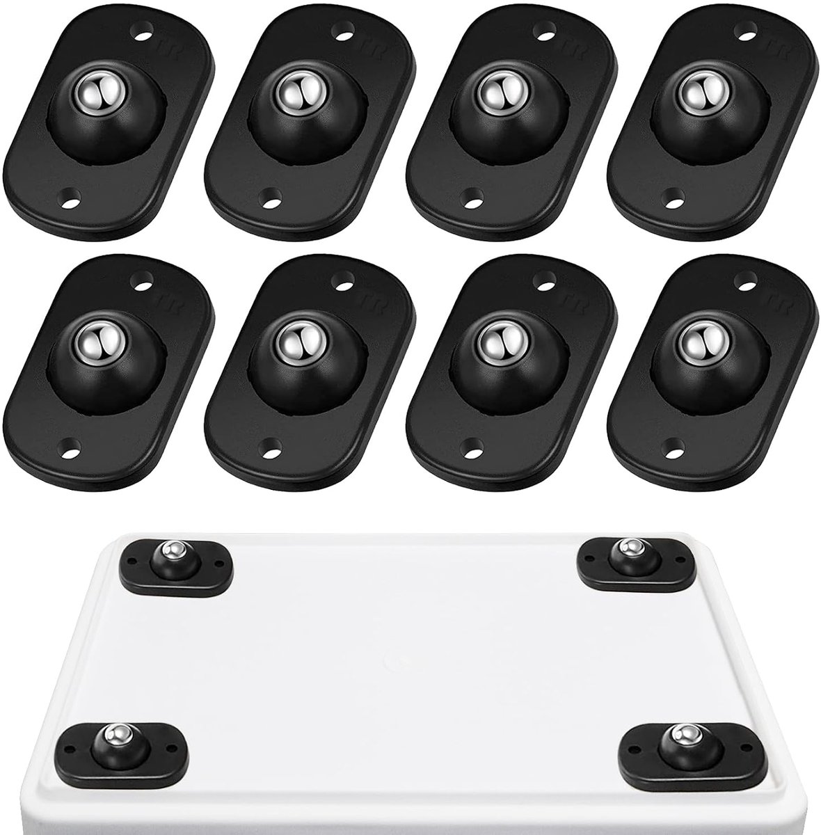 Mini zwenkwielen 360° - zelfklevend - zwart - ideaal voor opslagboxen en afvalbakken - ShopVlot