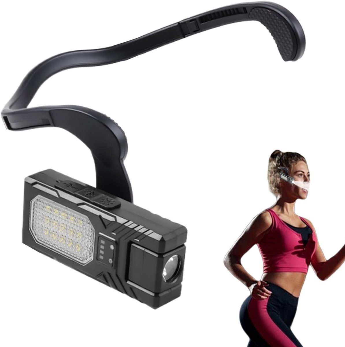 KZQ Oplaadbare oorkop zaklamp 1200mAh - Earhook hoofdlamp voor hardlopen fietsen vissen en werk - Handschoen voor kamperen en voertuigonderhoud - Zwart