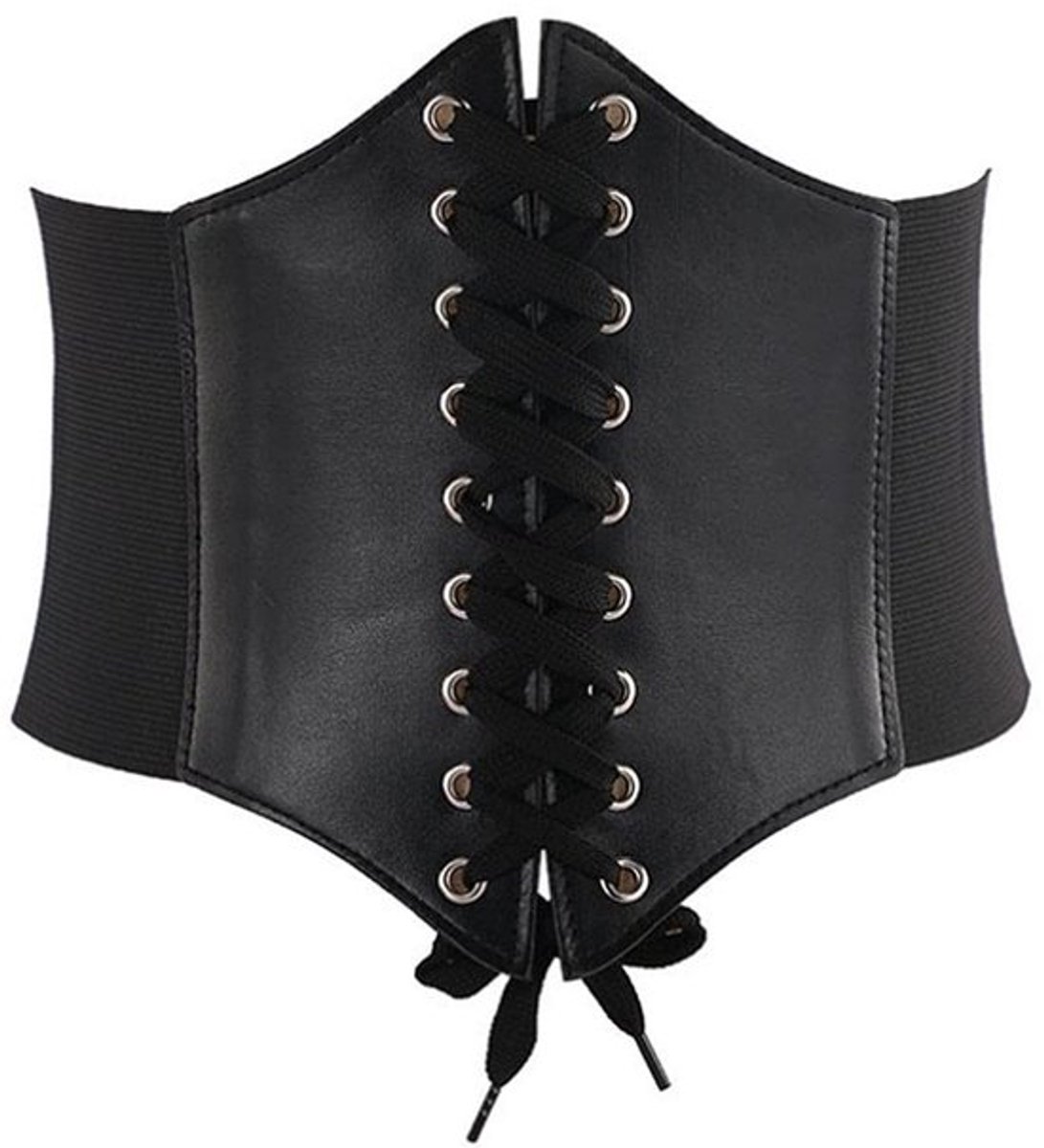 Veterkorset Zwart - Tailleriem Dames - Elastische Riem - Brede Riem - PU Leer - Afmetingen 65 x 12 cm
