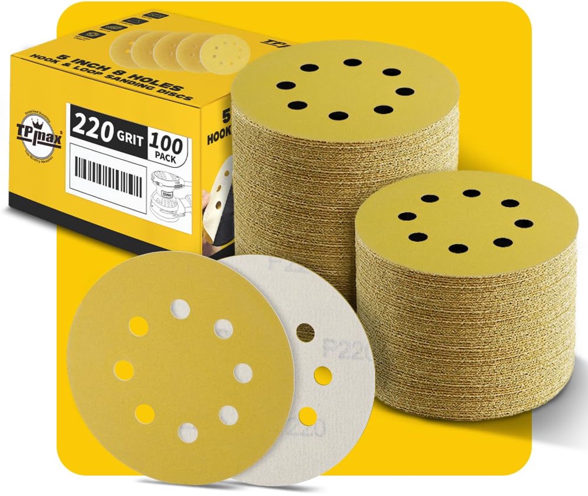 Schuurdiscs 125 mm - 220 grit - Velcro - Ideaal voor hout en metaal - ShopVlot