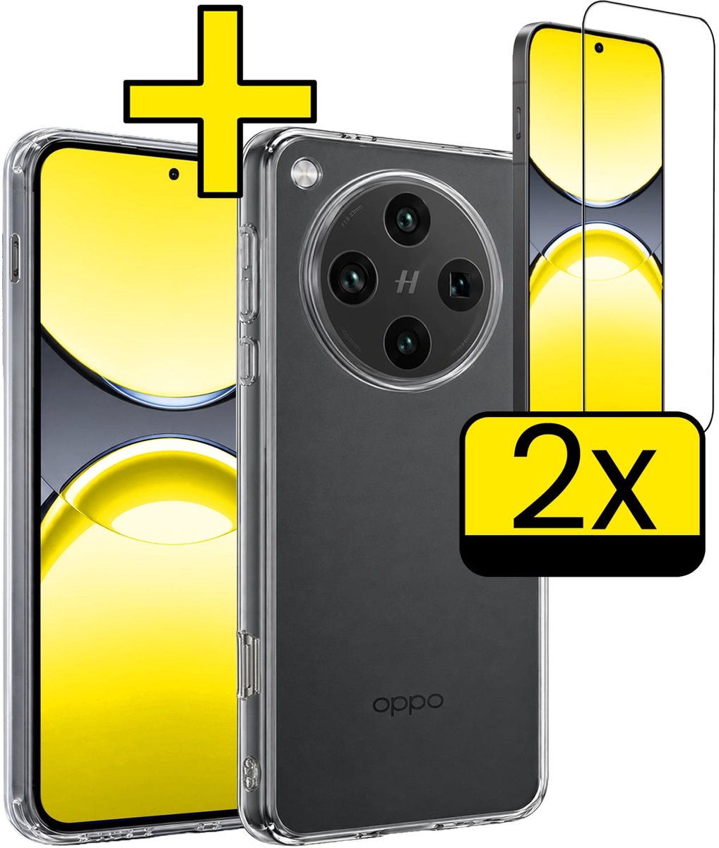 Hoesje - Met 2x Screenprotector - Geschikt voor OPPO Find X8 Pro - Sterk & Shockproof - Back Cover - Siliconen Case - Telefoon Hoes - Telefoonhoesjes - Transparant