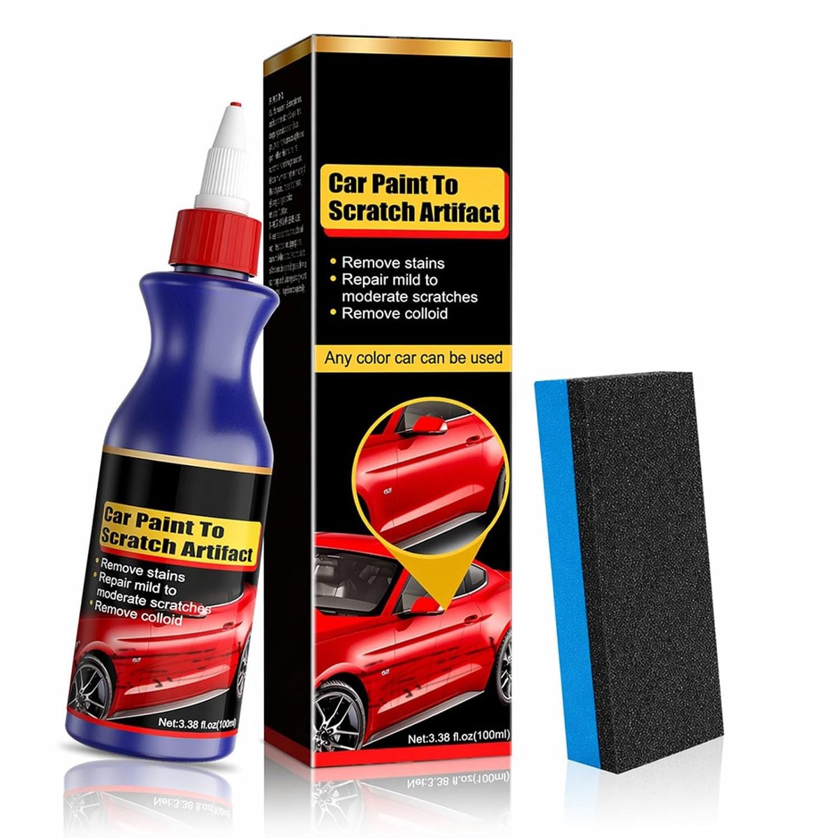 Auto krasverwijderaar 100 ml - met spons - voor lichte krassen - glansherstel en lakverzorging - ShopVlot