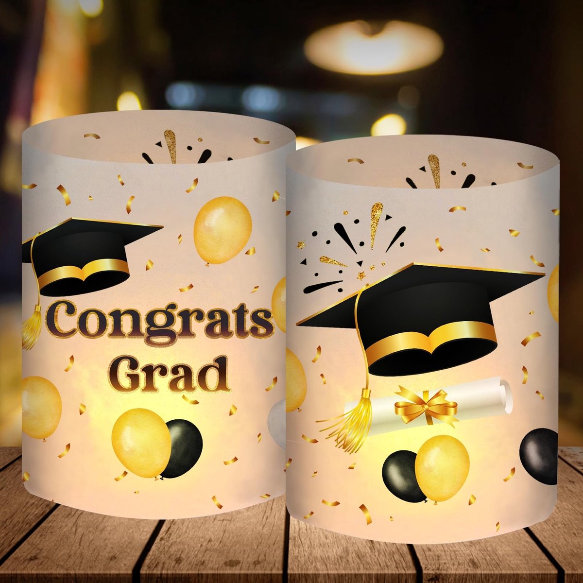 Theelichthouder 12 Pack - Decoratieve Tafeldecoratie - Afstuderen Examen Bachelor Matura - Sfeervolle Kaarsverlichting - ShopVlot