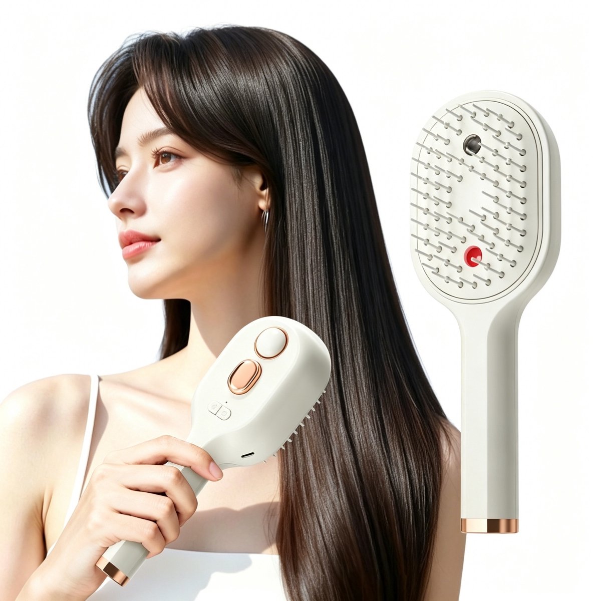casalora-Elektrische Spray Kam – Elektrische Massage Kam-（wit） – Oplaadbare Draadloze Haarkam – Antistatisch en Gladmakend – Nano Rood Licht Massage – Geschikt voor Alle Haartypes - Type-C