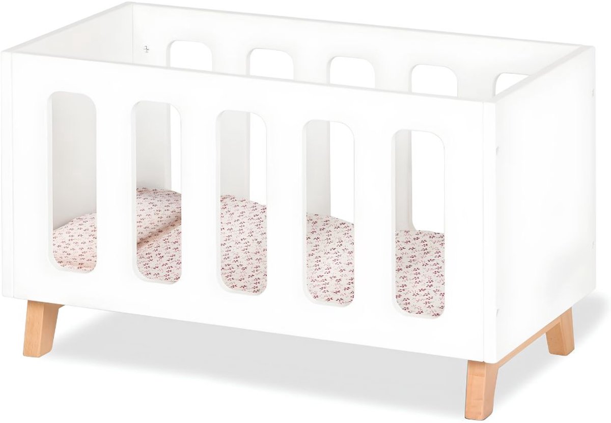 NIVA® Poppenbed - Bed voor Poppen – Poppenbedje voor Speelplezier - Wit - 51cm x 27cm x 30cm