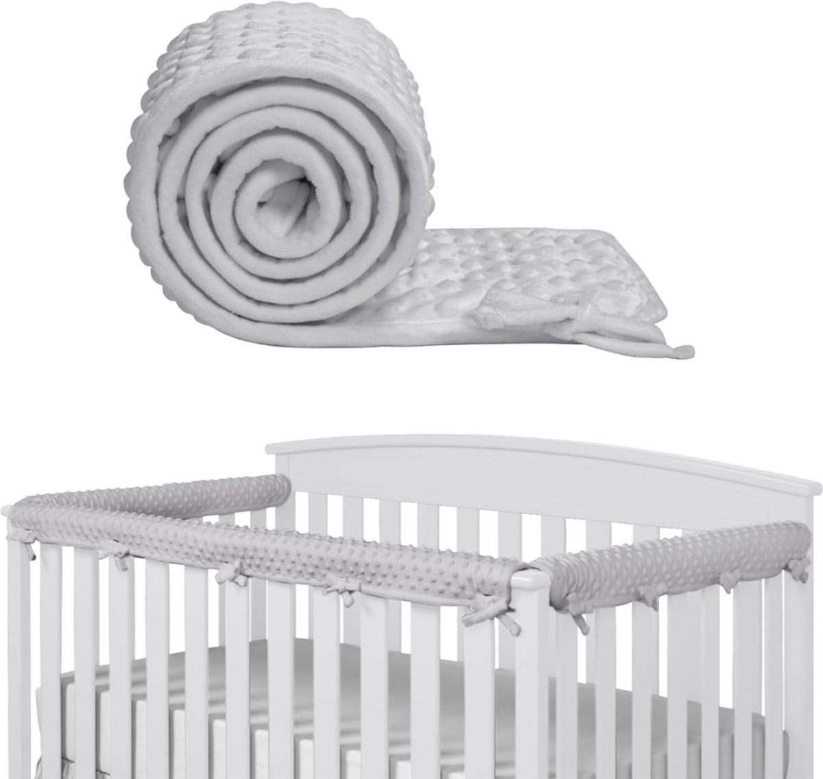 ZRNS® Bedbumper Gevlochten - Bedomrander Baby - Boxomrander - 3 Stuks - Grijs