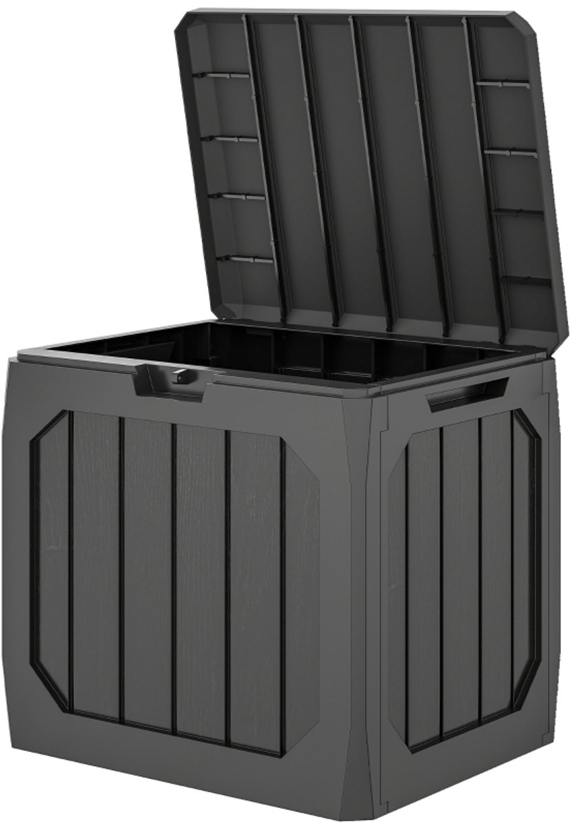 Opbergbox 56x45x53cm Zwart Kunststof Grote capaciteit met handgrepen verplaatsbare opbergkist met vergrendelingsontwerp waterbestendige opbergbox voor tuin terras gereedschap speelgoed kussens binnen en buiten gebruik