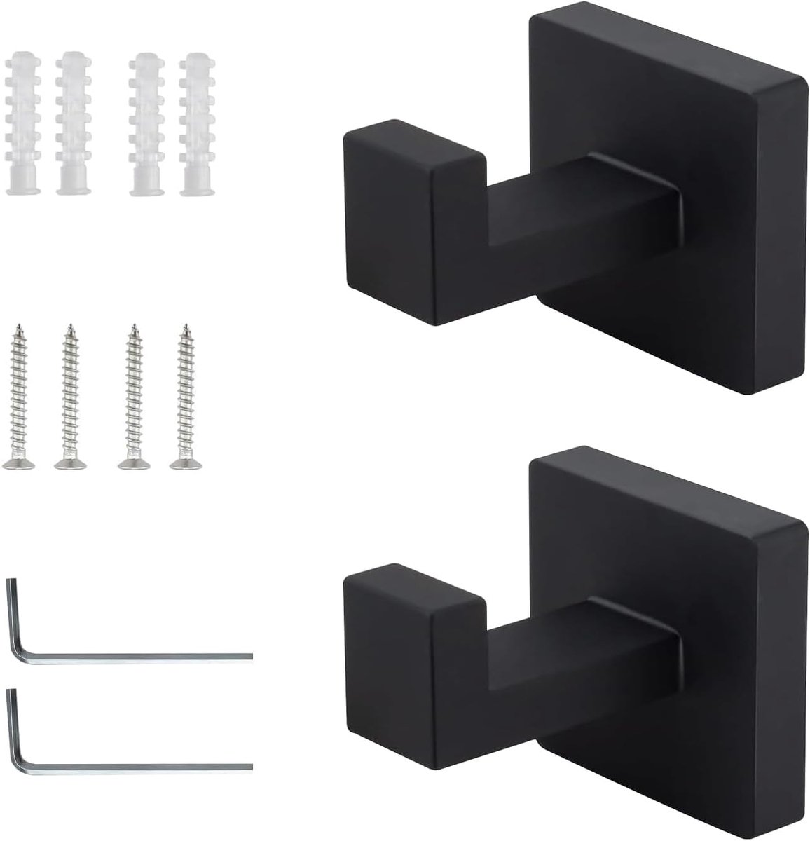2 Pieces Matte Black Stainless Steel Square Hook,Bogoro Black Stainless Steel Square Hook For Bath Towels,Includes - ShopVlot