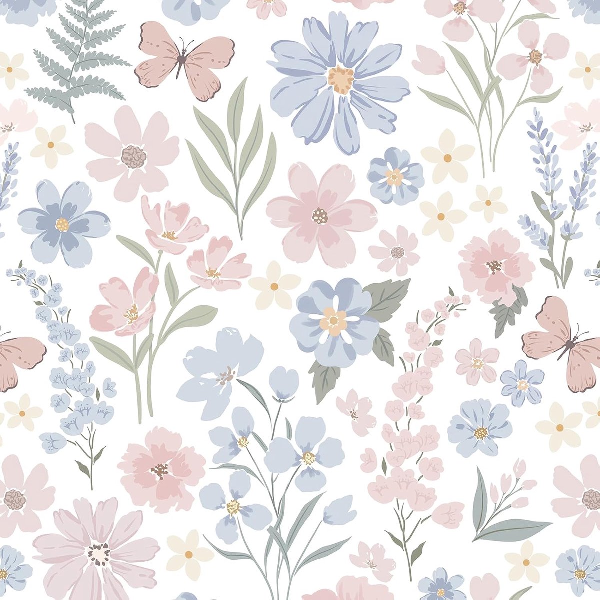 Timeet 44cm x 10m Self Adhesive Wallpaper White Pink Adhesive Film Wall Flower Pattern Furniture Film Self Adhesive - ShopVlot